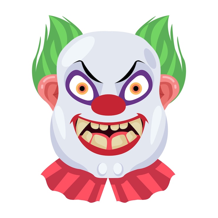 Vector colección de 16 vectores planos de la cara del payaso