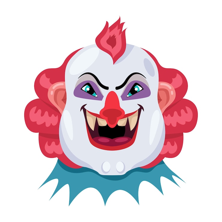 Vector colección de 16 vectores planos de la cara del payaso