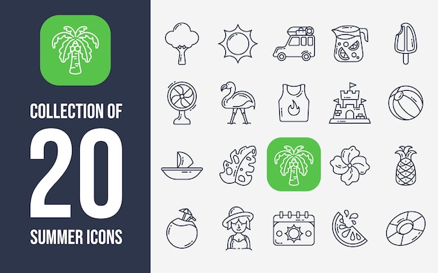 Colección de 20 iconos de verano
