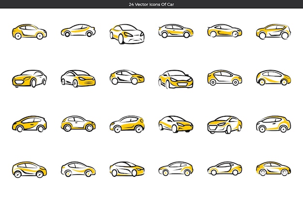 Colección de 24 íconos vectoriales de automóviles