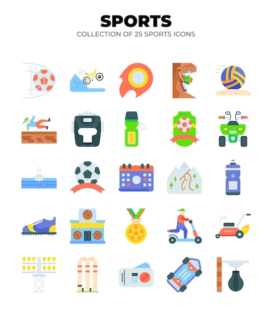 Colección de 25 íconos deportivos de colores