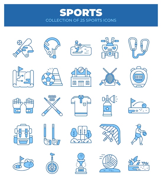 Colección de 25 íconos deportivos Una guía visual de varios deportes y actividades
