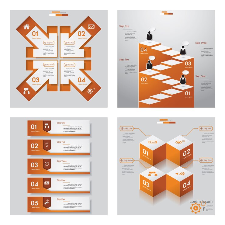 Vector colección de 4 plantillas de diseño de color naranja