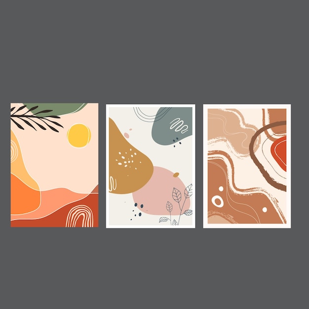 Colección de 70s color gradiente póster vector de fondo Conjunto de decoración de pared retro groovy tri
