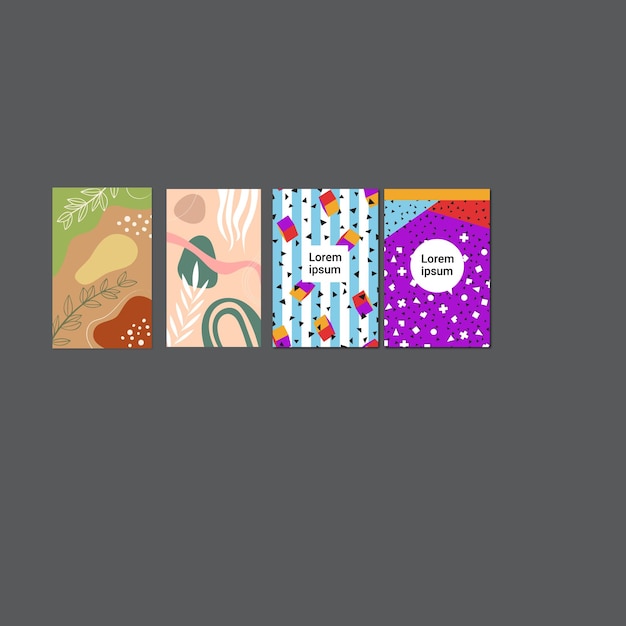 Colección de 70s color gradiente póster vector de fondo Conjunto de decoración de pared retro groovy tri