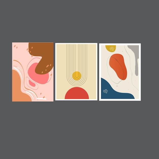 Colección de 70s color gradiente póster vector de fondo Conjunto de decoración de pared retro groovy tri