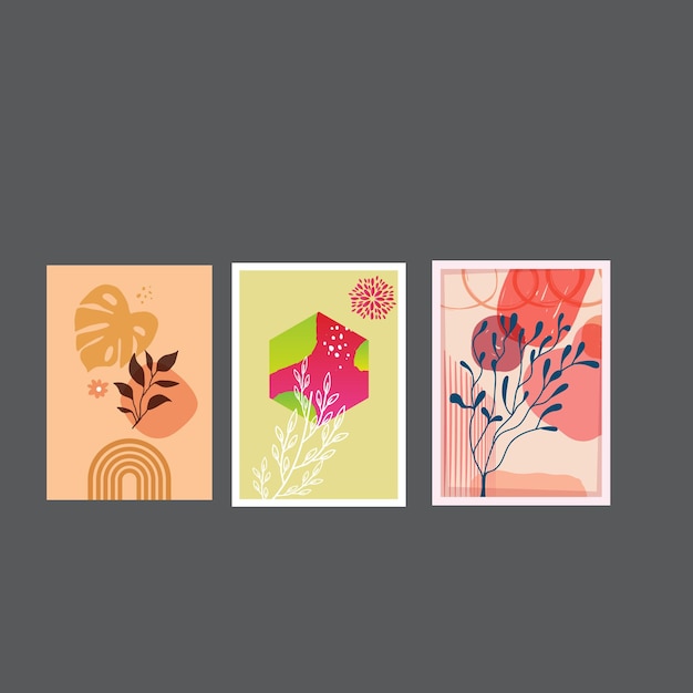 Colección de 70s color gradiente póster vector de fondo Conjunto de decoración de pared retro groovy tri