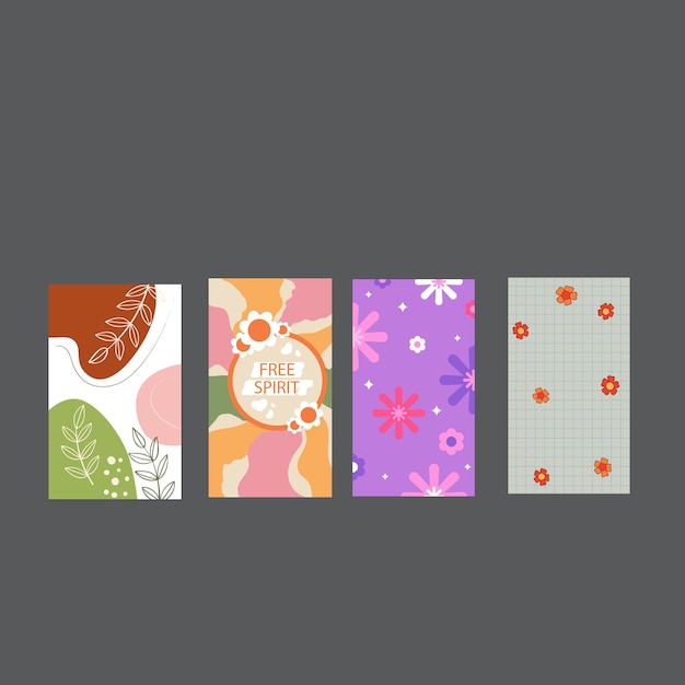 Colección de 70s color gradiente póster vector de fondo Conjunto de decoración de pared retro groovy tri