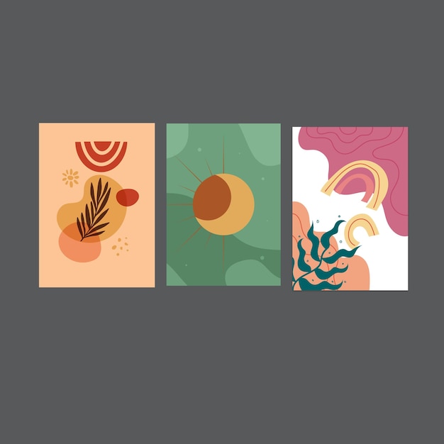 Colección de 70s color gradiente póster vector de fondo Conjunto de decoración de pared retro groovy tri