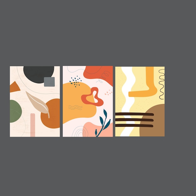 Colección de 70s color gradiente póster vector de fondo Conjunto de decoración de pared retro groovy tri