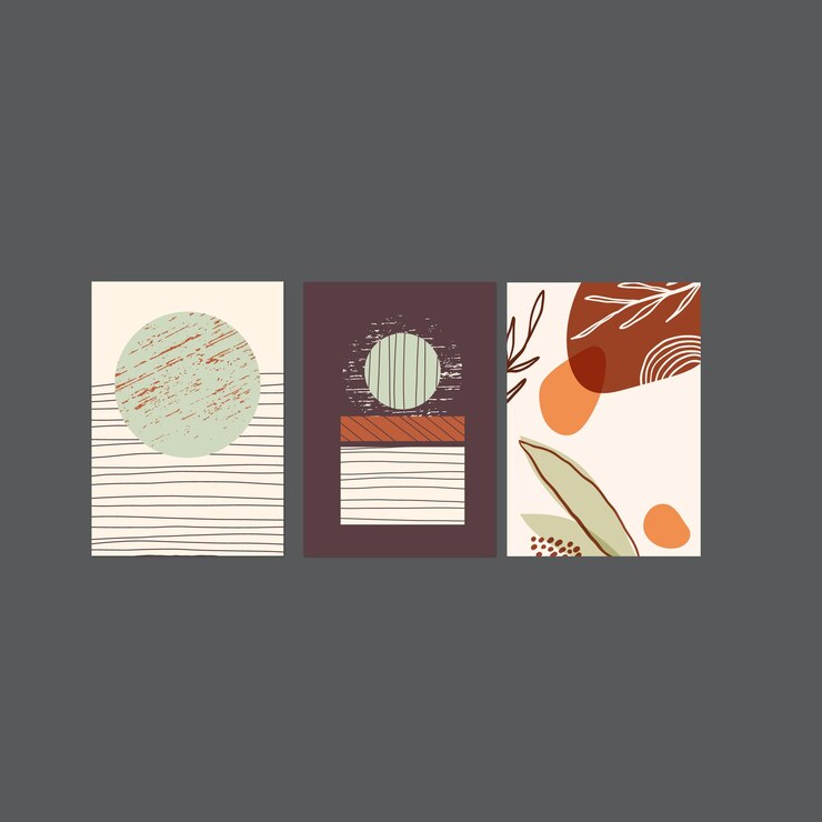 Vector colección de 70s color gradiente póster vector de fondo conjunto de decoración de pared retro groovy tri