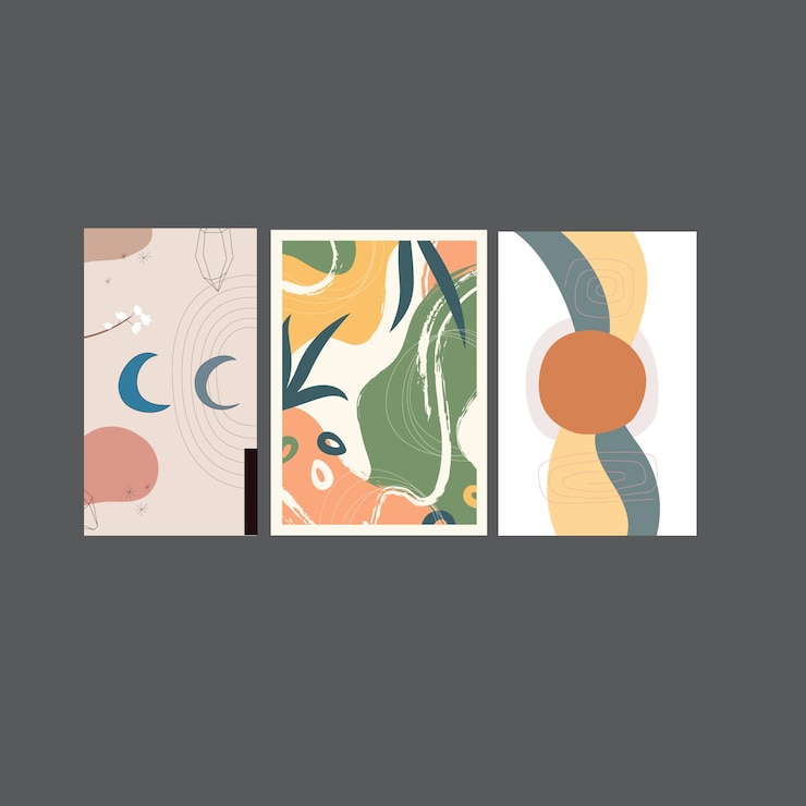 Vector colección de 70s color gradiente póster vector de fondo conjunto de decoración de pared retro groovy tri