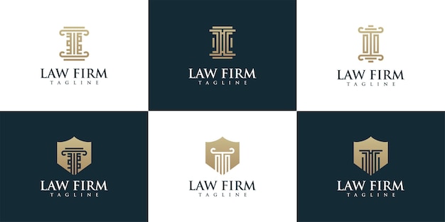 Colección abstracta de bufetes de abogados con logotipo de pilar de lujo