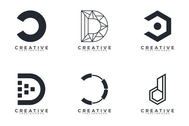 colección abstracta letra D logotipo icono conjunto de diseño para negocios