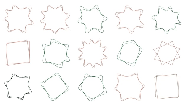 colección abstracta de marcos garabateados con bordes ondulados y en zigzag en diversas formas vectoriales