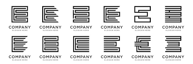 colección abstracto letra E diseño del logotipo moderno logotipo E diseño con color negro