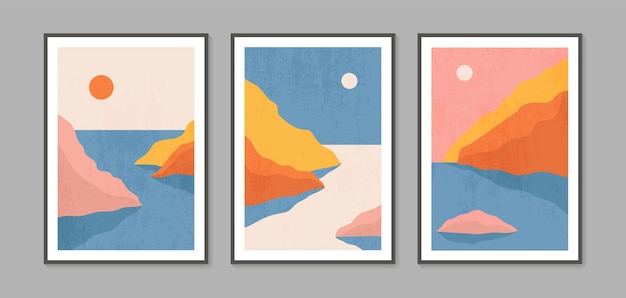 Colección abstracto moderno minimalista montaña fondos de estética contemporánea paisajes