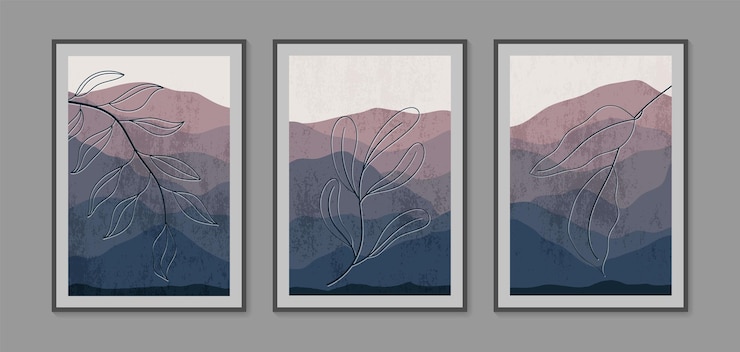Vector colección abstracto moderno minimalista montaña fondos de estética contemporánea paisajes