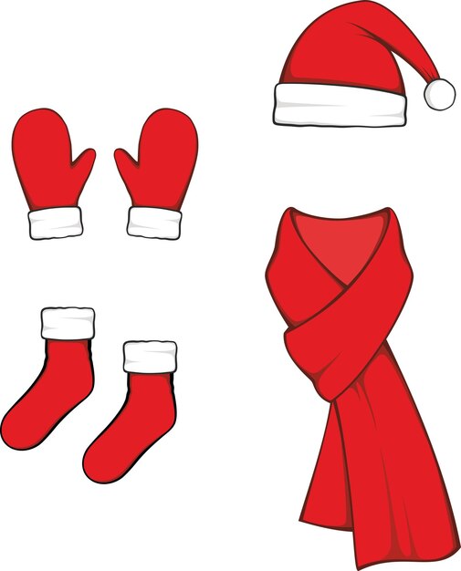 Colección de accesorios de Año Nuevo, prendas de punto de invierno.