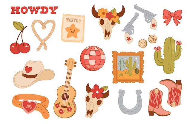 Colección de accesorios y iconos de vaquero de Western Element