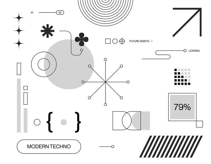 Colección de activos futuristas de Mondern conjunto de fondo de tecnología moderna