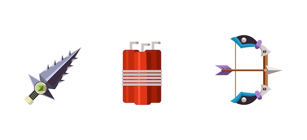 Colección de activos de juego para elemento de interfaz de usuario para juegos de computadora o móviles vector Ilustración diseño web