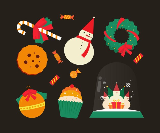 Colección de activos navideños para carteles y diseños de fondo.
