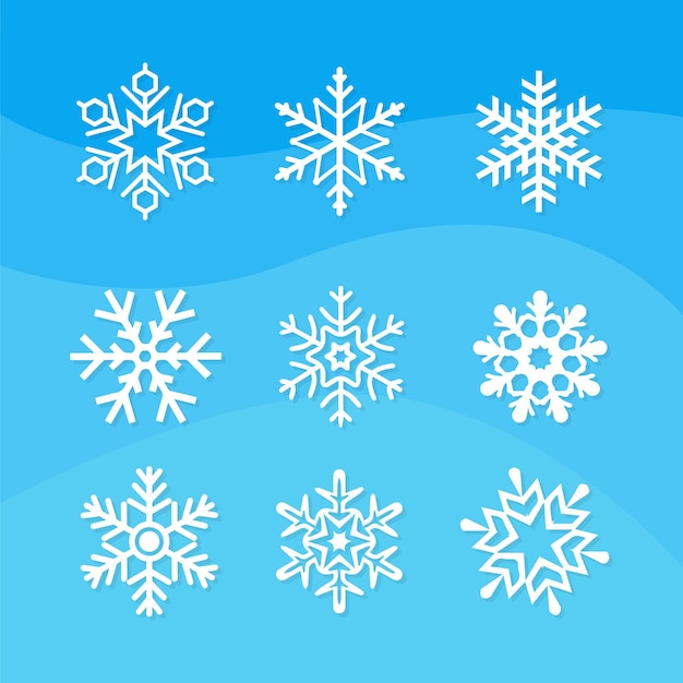 Colección de activos vectoriales de copos de nieve