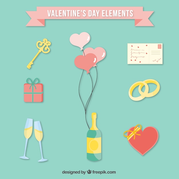 Colección adorable de elementos de san valentín