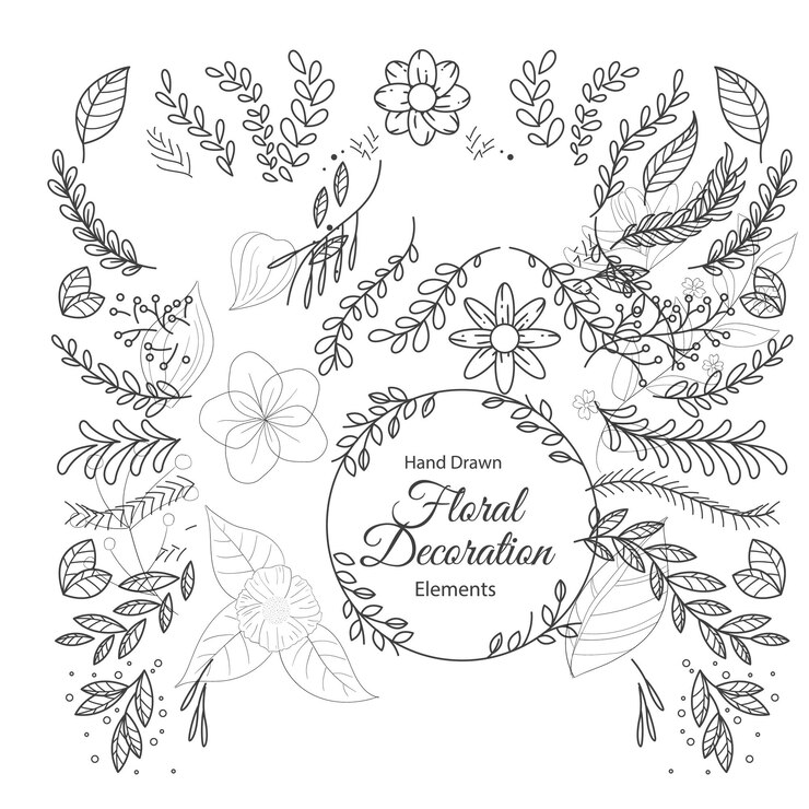 Vector colección de adornos de boda dibujados a mano ilustración de diseño vectorial