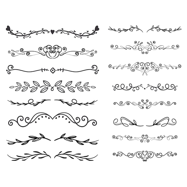 colección de adornos de boda dibujados a mano ilustración de diseño vectorial