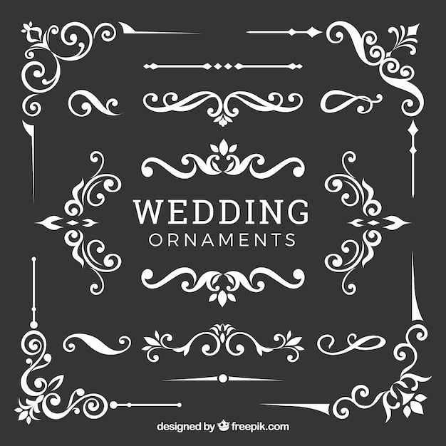 Vector colección de adornos de boda en diseño plano