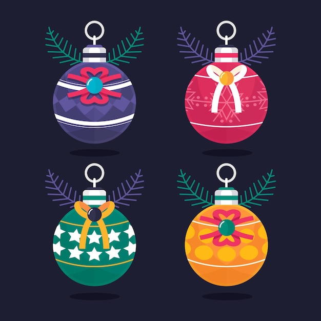 Colección de adornos de bolas navideñas planas