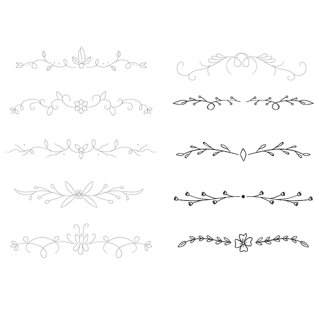 Colección de adornos decorativos de boda dibujados a mano