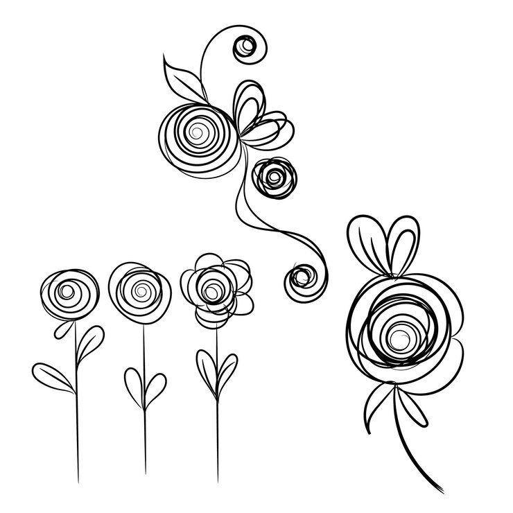 Vector colección de adornos florales