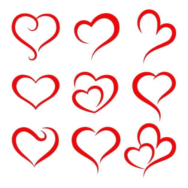 Colección de adornos en forma de corazón Perfecto para el elemento de diseño de la tarjeta de regalo