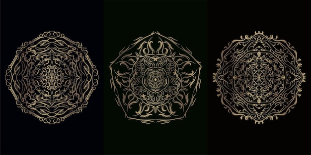 Colección de adornos o flores Mandala