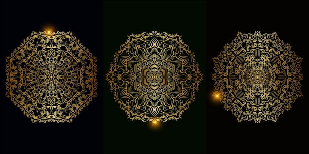 Colección de adornos o flores Mandala