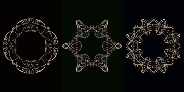 Colección de adornos o flores Mandala