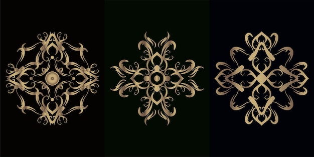 Colección de adornos o flores Mandala