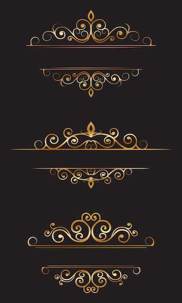 Vector colección de adornos de oro de época decoración de oro de lujo para invitaciones de boda