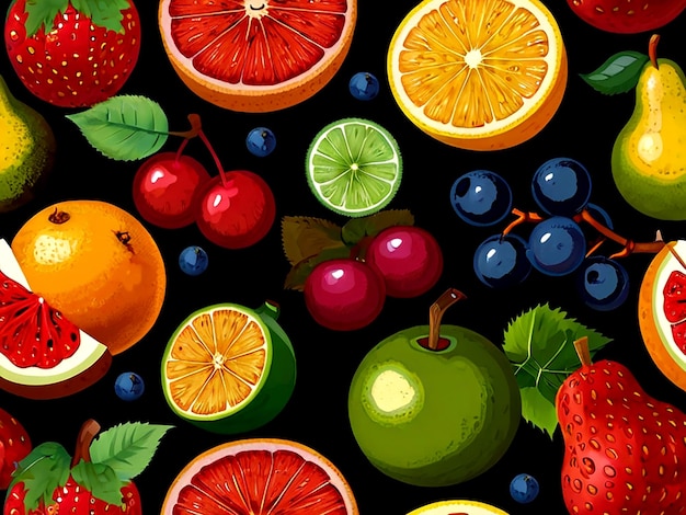 Colección aislada de frutas de color vectorial