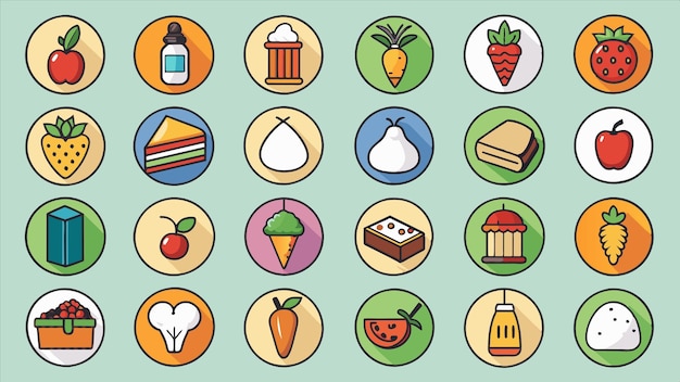 una colección de alimentos, incluidas frutas y verduras
