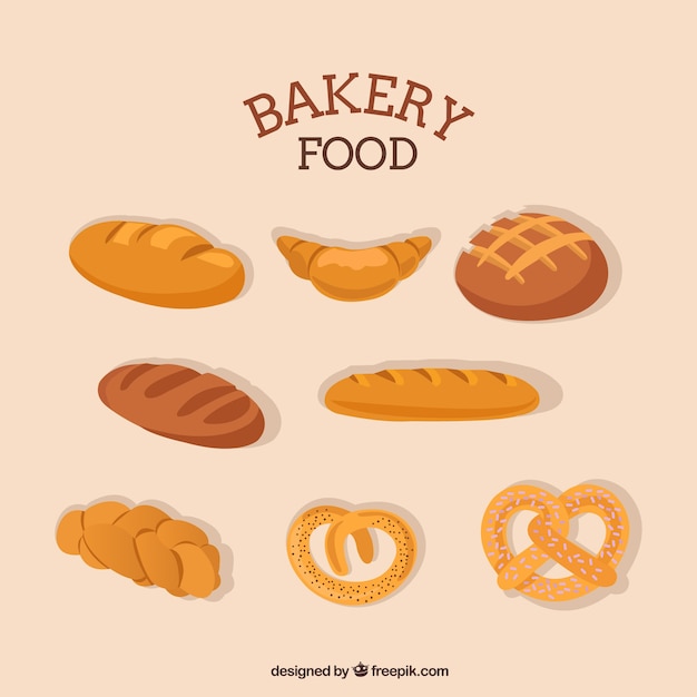 Colección de alimentos de panadería