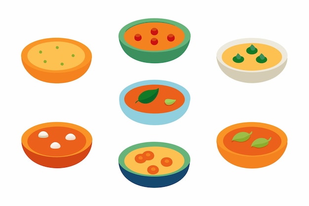 una colección de alimentos que incluye un conjunto de imágenes de alimentos