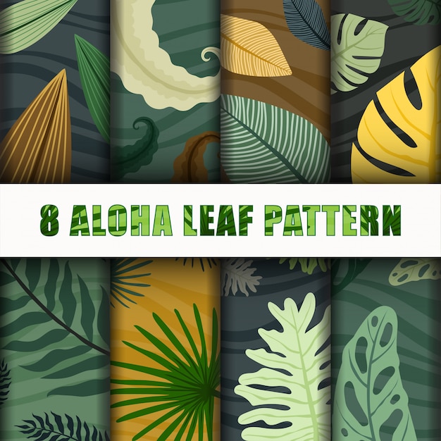 Colección aloha leaf pattern set