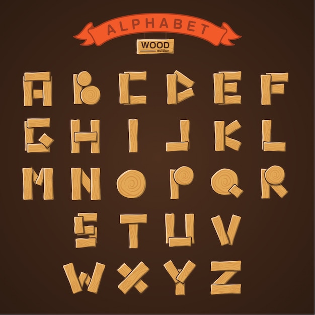 Vector colección alphabet wood