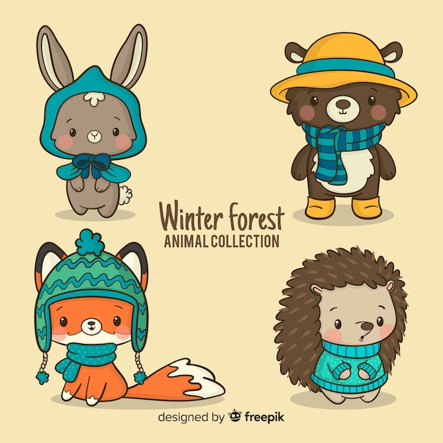 Colección amigos bosque invierno