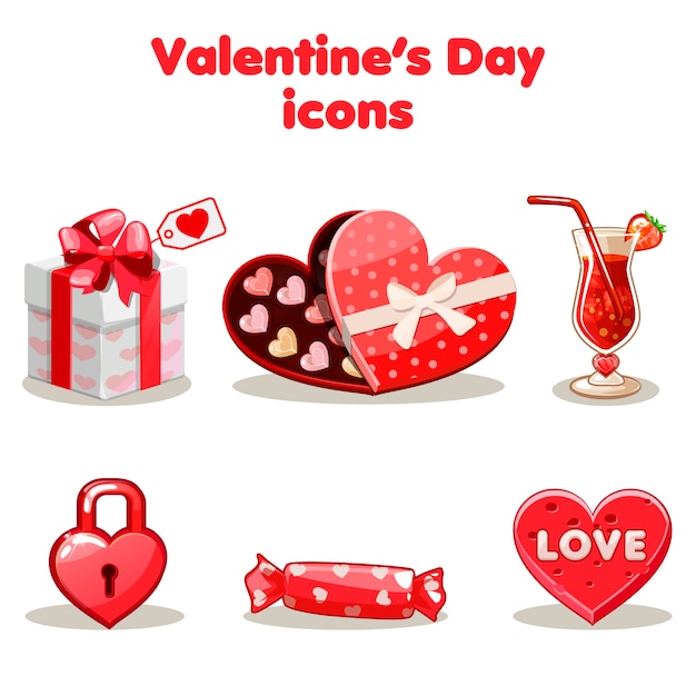 Colección de amor rojo icono de san valentín