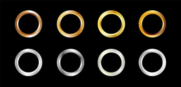 Colección de anillos de oro y plata sobre un fondo negro